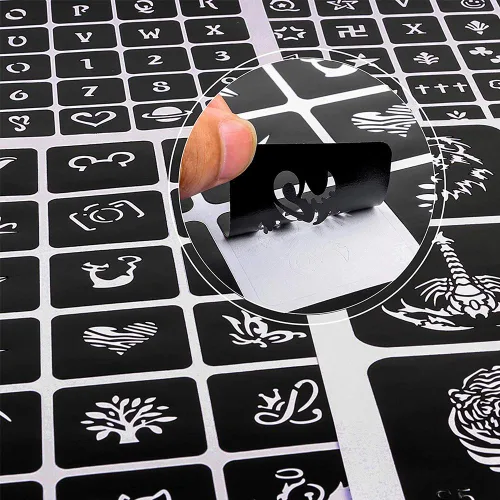 Miniatura 4 de Koogel Kit de plantillas de tatuaje de henna de 524 piezas con bolígrafo, plantillas de arte corporal reutilizables para festivales, fiestas