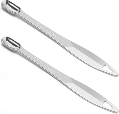 Miniatura 13 de 2 piezas de 1 cucharadita (0.2 onzas líquidas 1 cucharadita 1/3 cucharadas 5 cc 1/6 oz) cuchara medidora de acero inoxidable, cuchara