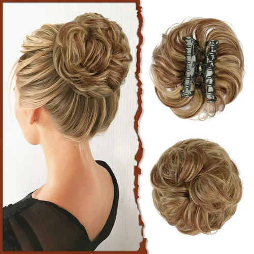 Miniatura 20 de SOFEIYAN Pinza de Gancho Moño Desordenado de Cabello Sintéticico, Cabello Ondulado y Rizado, Pinza de Cabello en Gancho, Chignon, Cola de Caballo