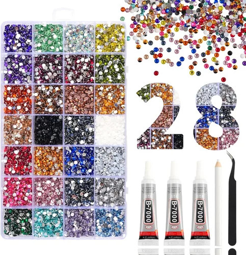 Miniatura 29 de 15000 diamantes de imitación con parte trasera plana para manualidades, cristales de colores mixtos de 0.118 pulgadas, gemas de resina con purpurina