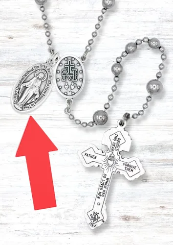 Miniatura 5 de Caritas et Fides Paquete de 5 medallas milagrosas ovaladas grandes en inglés (1.125 pulgadas, plata oxidada) – Hecho en Italia, colgante de María
