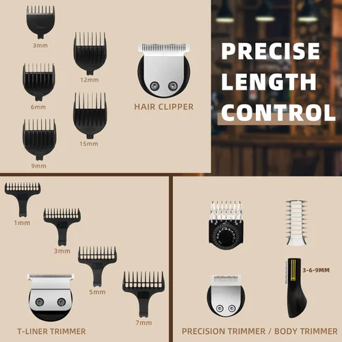 Miniatura 8 de Ufree Cortadora de barba para hombres, afeitadora eléctrica, kit de corte de pelo inalámbrico para bigote, cuerpo, nariz, oreja, cabello facial, kit