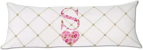 Miniatura 7 de Funda de almohada corporal con monograma del alfabeto y corazón, estampado de leopardo rosa, letra H, almohadas para dormir, funda de almohada larga