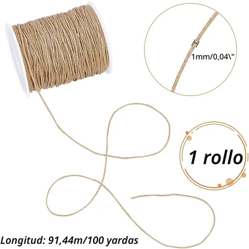Miniatura 2 de PH PandaHall 100 Yardas 1mm Hilo de Cordón de Algodón Encerado Cuerda de Cuentas Cuerda Encerada para Manualidades para Hacer Pulseras Collares
