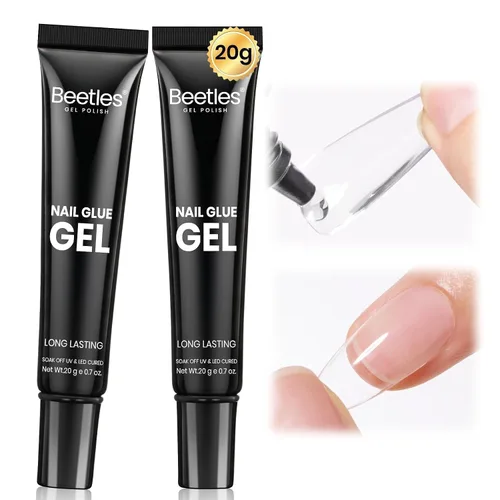 Miniatura 9 de Beetles 9 en 1 Pegamento de Gel para Uñas de Acrílico, 2 Piezas de 10ml Super Fuerte Pegamento de Uñas para Puntas de Uñas Postizas Transparentes