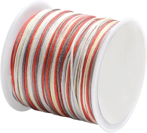 Miniatura 19 de Cordón de nailon para cuentas de 164.0 ft x 0.031 in, hilo de raso satinado de nailon trenzado para manualidades de macramé Mezcla de amarillo 1