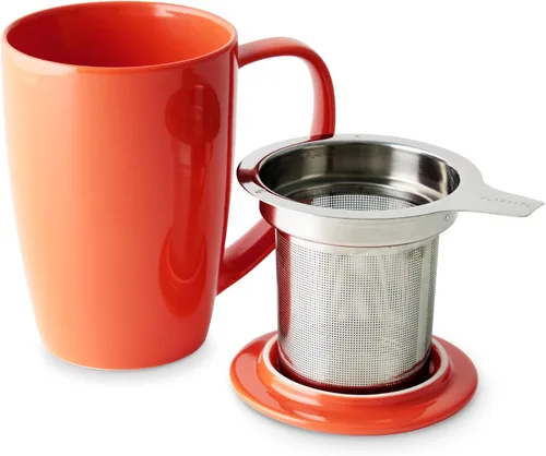 Miniatura 2 de Forlife. Taza de 15 onzas, alta, curvada, con infusor de té y tapa., Carrot