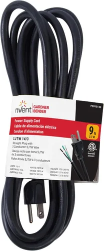 Miniatura 3 de Bergen Industries Inc PS915143 Cable de herramienta de alimentación y de electrodoméstico de 3 cables, 9 pies, 14 AWG, 15A/125V AC, 1875W