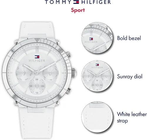 Miniatura 4 de Tommy Hilfiger Qtz Multifunción de acero inoxidable y correa de cuero para mujer color blanco Modelo 1782352 Blanco Reloj de cuarzo