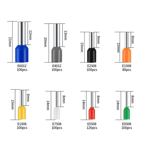 Miniatura 2 de Kit de 800 conectores de virola de alambre, AWG 22-10, kit de conectores de terminales de casquillo de cable con aislamiento de nailon de cobre