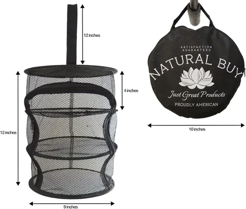 Miniatura 2 de Red seca micro colgante de 3 niveles de 9 pulgadas para interior/armario, para hierbas, organizador, ambientador, pantalla negra con cremallera