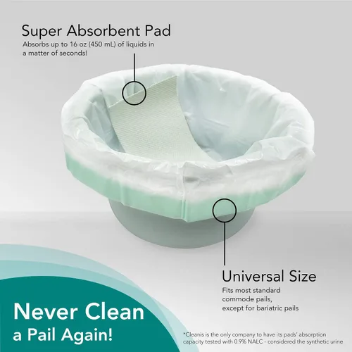 Miniatura 2 de Cleanis CareBag - Forros desechables para cómoda, superabsorbentes, a prueba de fugas y con control de olores para cubos de cómoda de noche, 60