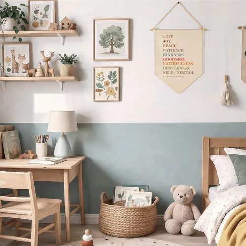 Miniatura 5 de Love Joy Peace Patience, versículo bíblico, decoración de bandera de las Escrituras, regalos para niños y niñas, bebés, recién nacidos, regalos