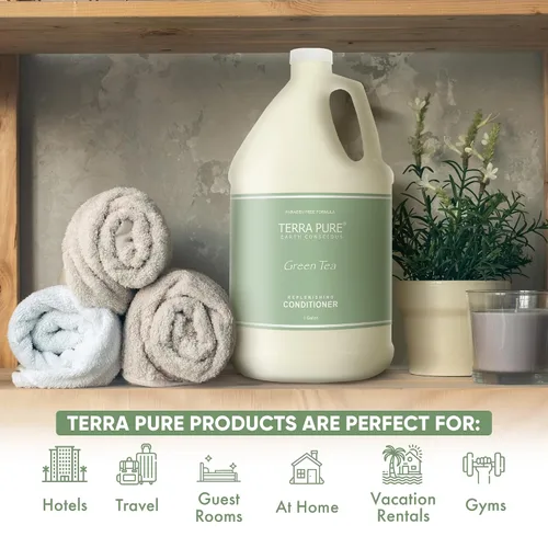 Miniatura 3 de Terra Pure Acondicionador de hotel de té verde 1 galón para hotelería y alquileres vacacionales para rellenar dispensadores (un galón)