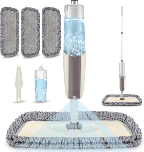 Miniatura 10 de Trapeadores húmedos en aerosol para limpieza de suelos de madera dura: mopa MEXERRIS con 3 almohadillas lavables para Swiffer Powermop - Trapeador