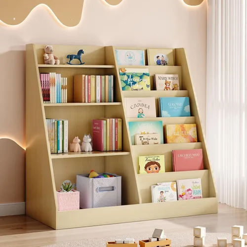 Miniatura 11 de Tatub Estantería de madera para niños de 6 niveles y almacenamiento de juguetes, organizador de juguetes para niños con estantes para libros, Blanco