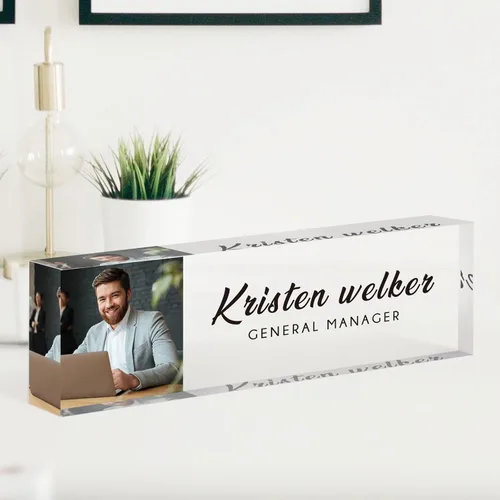 Miniatura 30 de Placa de Nombre Personalizada, Decoración de Oficina Personalizada - Accesorio de Escritorio de Acrílico, Regalos de Oficina para Empleados