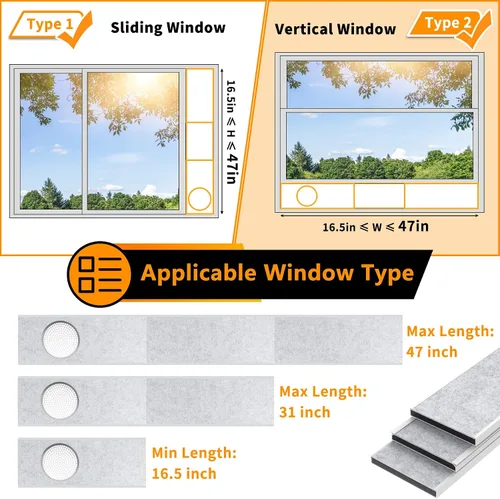 Miniatura 4 de LBG Products Kit de sellado de ventana de aire acondicionado portátil aislado, kit de ventilación de ventana de CA ajustable, placas de sellado