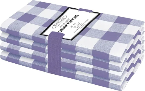 Miniatura 15 de Cotton Clinic Servilletas de tela 100% algodón, grandes, 20 x 20 pulgadas, juego de 4 servilletas de mesa a cuadros a cuadros – Servilletas de mesa