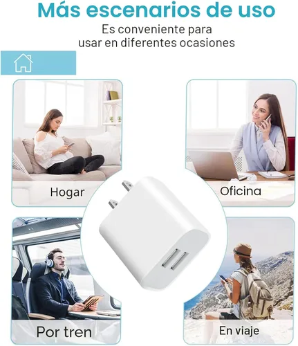 Miniatura 2 de Paquete de 3 cargadores de pared USB, adaptador de enchufe de doble puerto para bloque de carga de toma de pared, adaptador de corriente USB