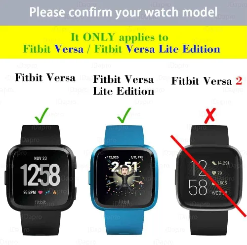 Miniatura 2 de iDaPro Protector de pantalla para Fitbit Versa Lite Edition/Fitbit Versa Smart Watch [4 unidades] Vidrio templado, antiarañazos, sin burbujas, fácil