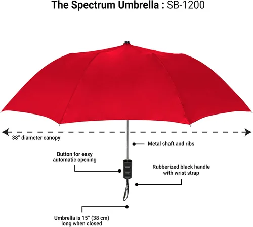 Miniatura 35 de STROMBERGBRAND UMBRELLAS The Spectrum Popular Style - Paraguas de viaje compacto de 42 pulgadas para lluvia, viento y sol, resistente y ligero