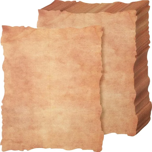 Harloon 100 piezas de papel de acuarela de algodón vintage de aspecto antiguo, cartulina en blanco de 200 GSM grueso con borde deckle anticuado,