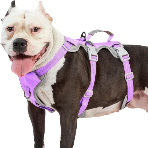 Miniatura 27 de Huntboo Arnés para perro a prueba de escape, arnés reflectante con mango acolchado, transpirable, duradero, chaleco ajustable para perros medianos