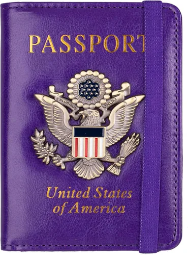 Miniatura 12 de TOURSUIT Combo de pasaporte y tarjeta de vacunación con bloqueo RFID, estuche protector para documentos de viaje, organizador de pasaporte de cuero