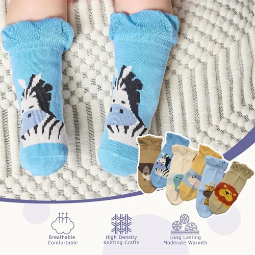 Miniatura 2 de Calcetines de algodón para bebés y niños pequeños con empuñaduras, antideslizantes, 6