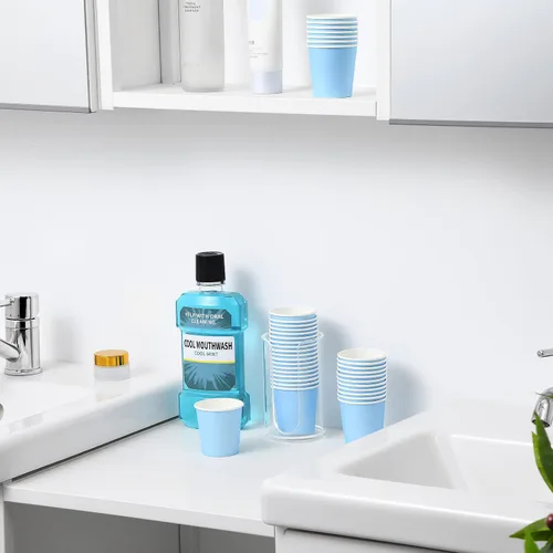 Miniatura 3 de VITVITI Paquete de 30 vasos para enjuague bucal de baño, taza de papel desechable de café de 3.7 onzas, taza pequeña para enjuague bucal/bebidas