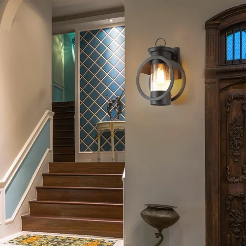 Miniatura 6 de Lámparas de pared para exteriores e interiores, faroles de pared impermeables para exteriores, iluminación de pared de vidrio transparente