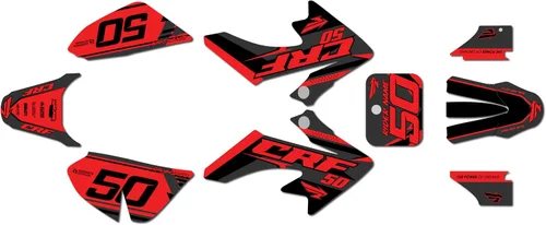 Miniatura 9 de Kit de gráficos para Honda CRF 50 (2004-2012) Evolution Series Negro 09 Mil - Kit de calcomanías gráficas de carreras personalizadas para dirt bike