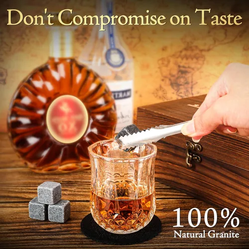 Miniatura 5 de Juego de regalo de rocas de whisky para hombres, papá, novio, juego de vasos de whisky con 2 piedras de whisky y posavasos, regalos para el Día