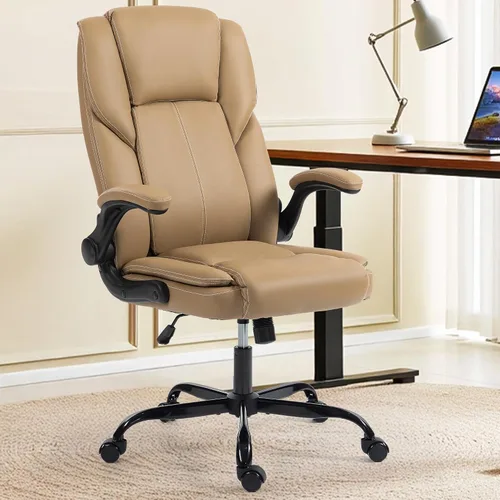 Miniatura 13 de Silla de oficina – Silla ejecutiva de cuero de escritorio de oficina con respaldo alto con función de balanceo – Ergonómica, transpirable, cómoda