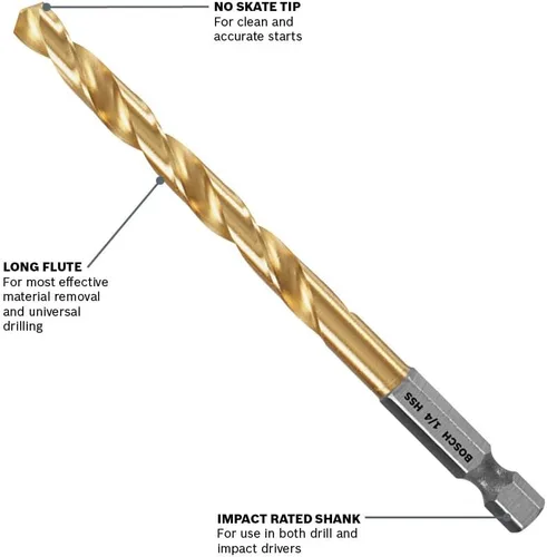 Miniatura 2 de Bosch TI2159IM - Broca recubierta de nitruro de titanio Impact Tough™ de 1/2 pulgada