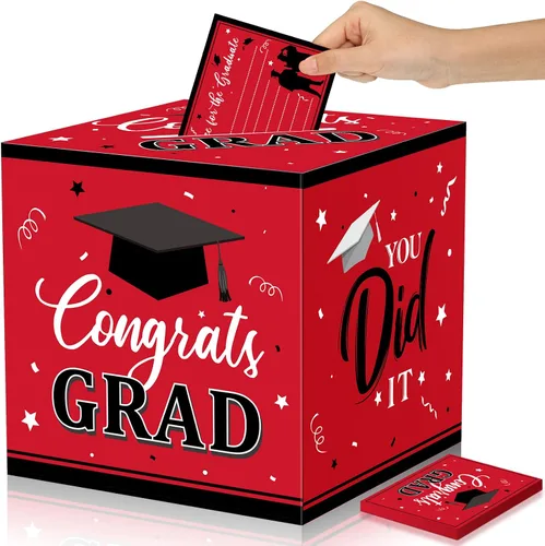 Miniatura 8 de Nezyo Caja para tarjetas de graduación con 30 tarjetas de consejo, caja de tarjetas de regalo de felicitaciones para clase de 2026, caja