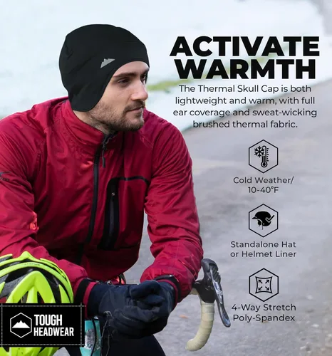Miniatura 2 de Tough Headwear Gorras térmicas para casco para hombre, para invierno, gorra de casco y gorras de ciclismo para correr, esquiar, deportes de invierno