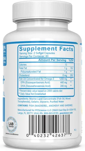Miniatura 2 de PEScience Omega 3+, 120 geles blandos, suplemento de aceite de pescado EPA y DHA