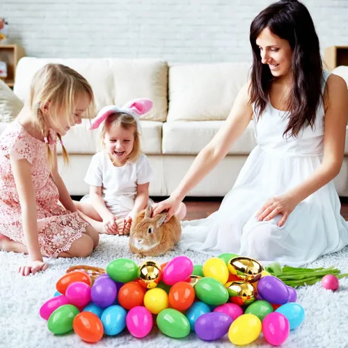 Miniatura 7 de 288 huevos de Pascua – 2.36 pulgadas de colores brillantes huevos de Pascua de plástico vacíos incluyen 18 huevos dorados perfectos para la caza