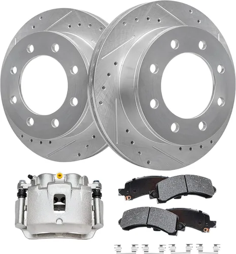 Miniatura 16 de Detroit Axle - Kit de freno delantero para Ford Explorer Mercury Mountaineer 2002-2005 Bujes de rodamiento de rueda perforados y ranurados rotores