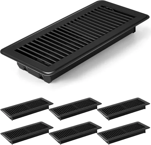 Miniatura 11 de Retisee 4 cubiertas de ventilación de registro de piso de 4 x 12 pulgadas, rejillas de ventilación de piso de acero resistente con flujo de aire