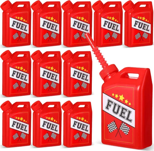 Mifoci Paquete de 12 vasos de combustible para autos de carreras, vasos de 11 onzas con tema de carreras de pajita, recuerdos de fiesta de