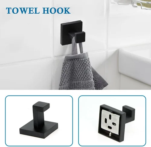 Miniatura 2 de Juego de accesorios de baño de 4 piezas, juegos de toalleros, incluye toallero, soporte para papel higiénico, gancho para toallas, kit de accesorios