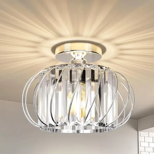 Miniatura 17 de FRIDEKO HOME Lámpara de techo semiempotrada - Lámpara de techo moderna de cristal, lámpara de techo moderna, accesorios de luz dorada para porche
