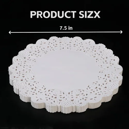 Miniatura 3 de LJY 120 piezas de papel redondo de encaje blanco para decoración de tartas de boda, vajilla (7.5 pulgadas)