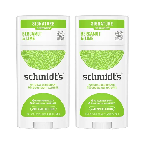 Schmidt's - Desodorante natural unisex Bergamot & Lime, sin aluminio, sin olores por 24 h, certificado como natural, vegano y libre de crueldad,