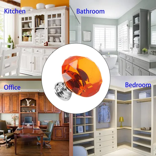 Miniatura 4 de Paquete de 11 tiradores de cajón de cristal coloridos, tiradores de alacena de vidrio de 30mm con forma de diamante para armario, cocina, baño