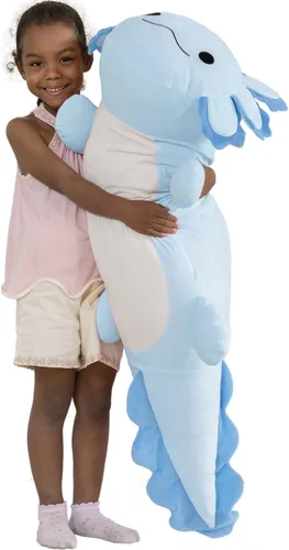 BENINY Juguete de Peluche Grande de Ajolote Azul, Animal de Peluche Gigante de Ajolote de 39", Juguetes Grandes Regalo para Niñas Niños, Almohada