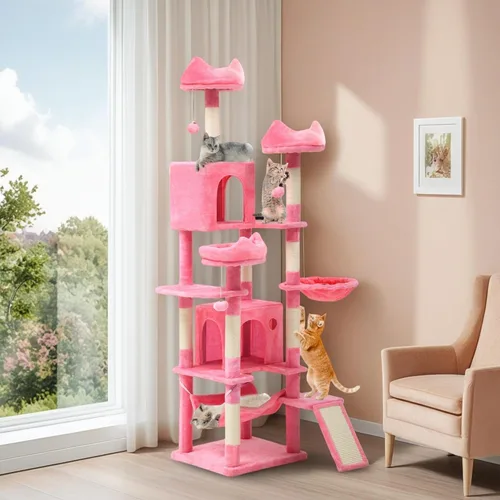 Miniatura 11 de YITAHOME Árbol para gatos de 75 pulgadas de alto para interior: torre multinivel para gatitos con condominios para gatos, perchas superiores, rampa